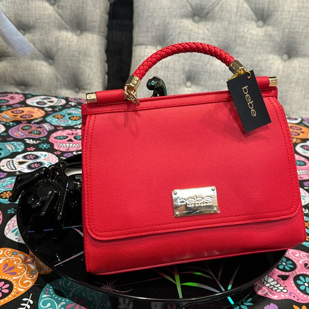 Bebe Natalie top handle satchel in red